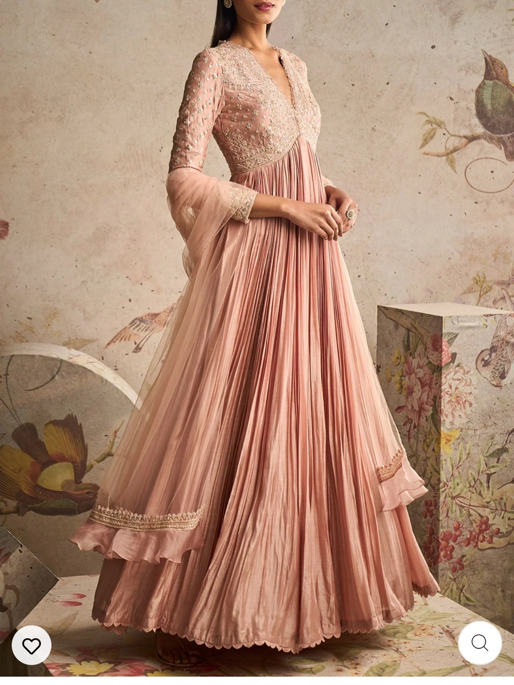 Ridhi Mehra Sway Anarkali Elegant Blush Pink Embroidered Maxi Dress